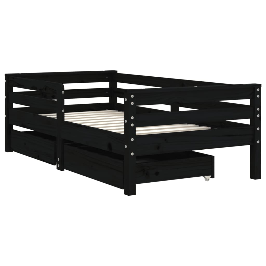 Kinderbedframe met lades 90x190 cm massief grenenhout