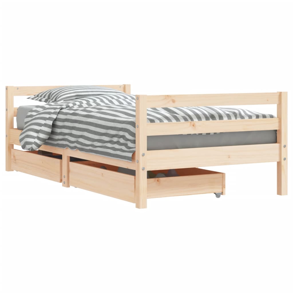 Kinderbedframe met lades 90x190 cm massief grenenhout