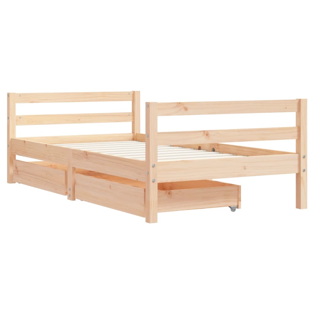 Kinderbedframe met lades 90x190 cm massief grenenhout