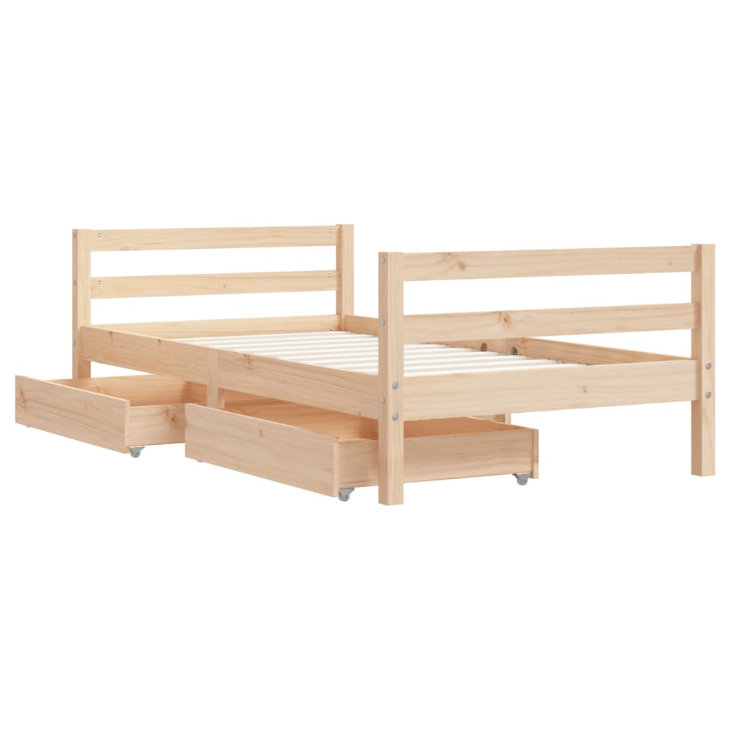 Kinderbedframe met lades 90x190 cm massief grenenhout