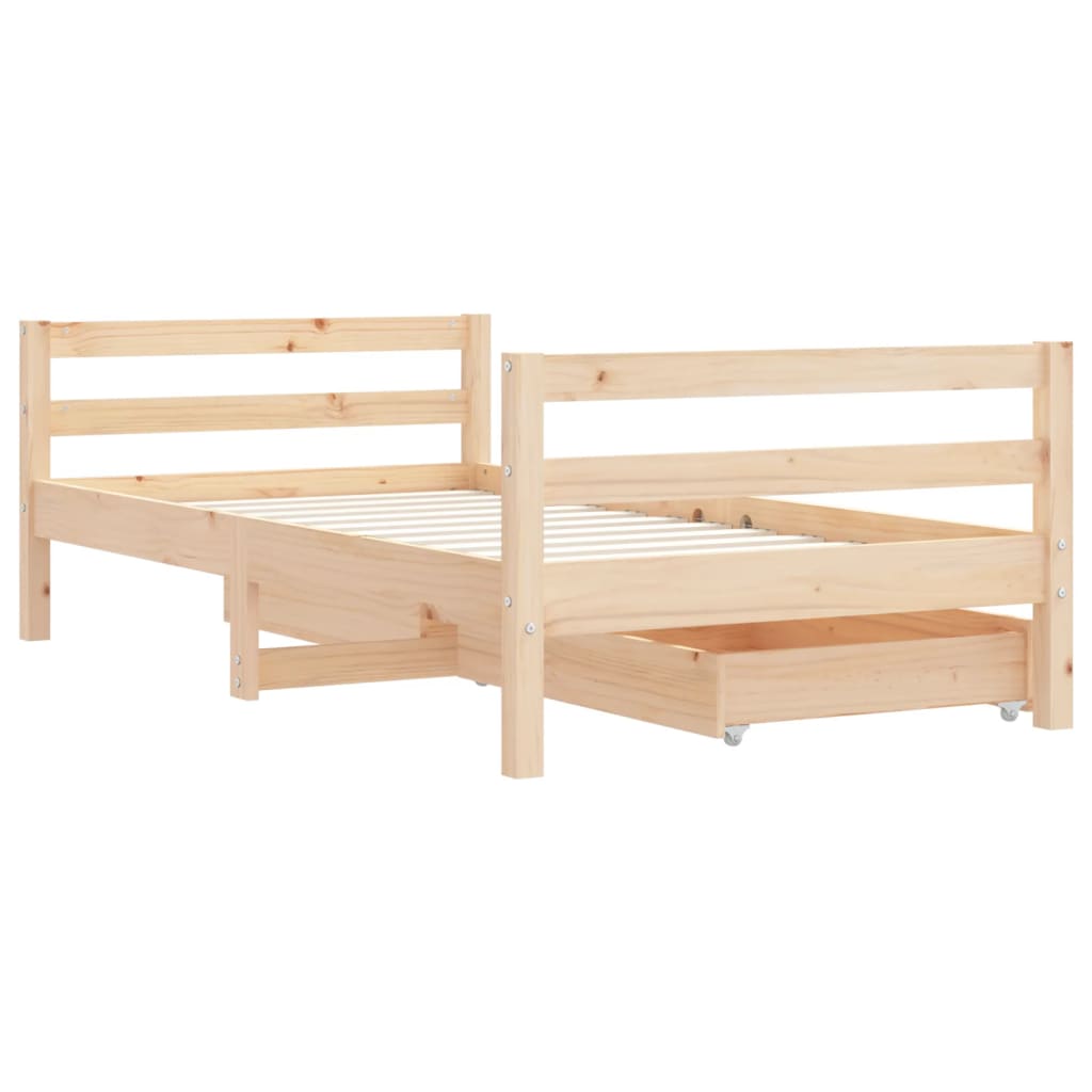 Kinderbedframe met lades 90x190 cm massief grenenhout