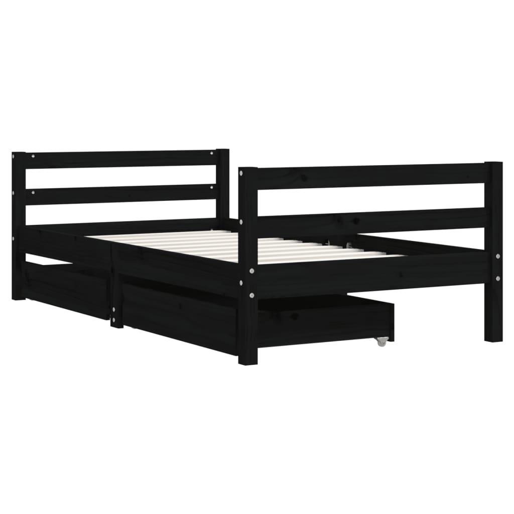 Kinderbedframe met lades 90x190 cm massief grenenhout