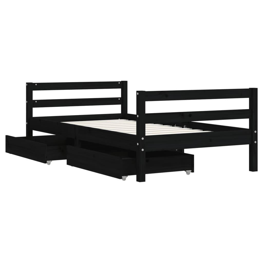 Kinderbedframe met lades 90x190 cm massief grenenhout