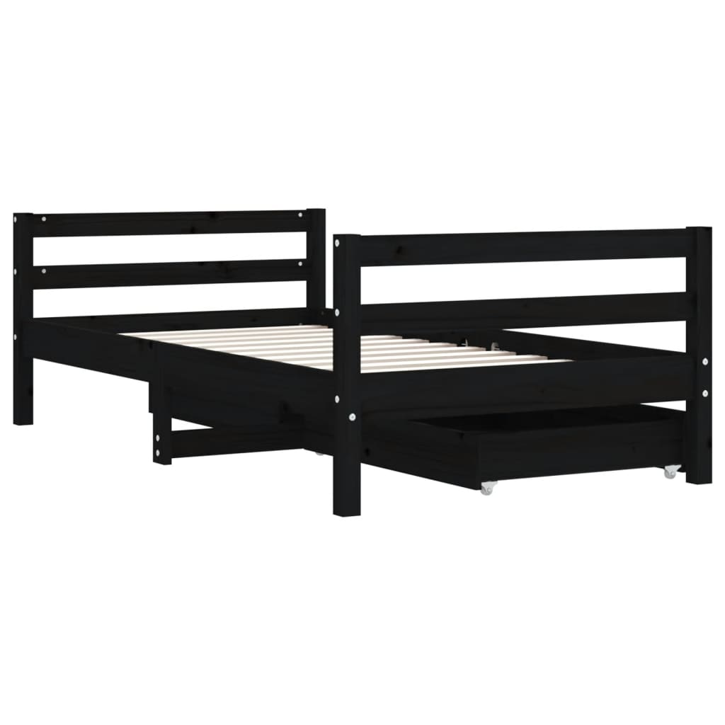 Kinderbedframe met lades 90x190 cm massief grenenhout