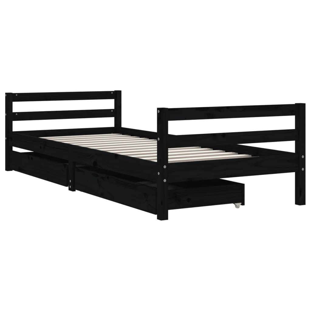 Kinderbedframe met lades 90x190 cm massief grenenhout