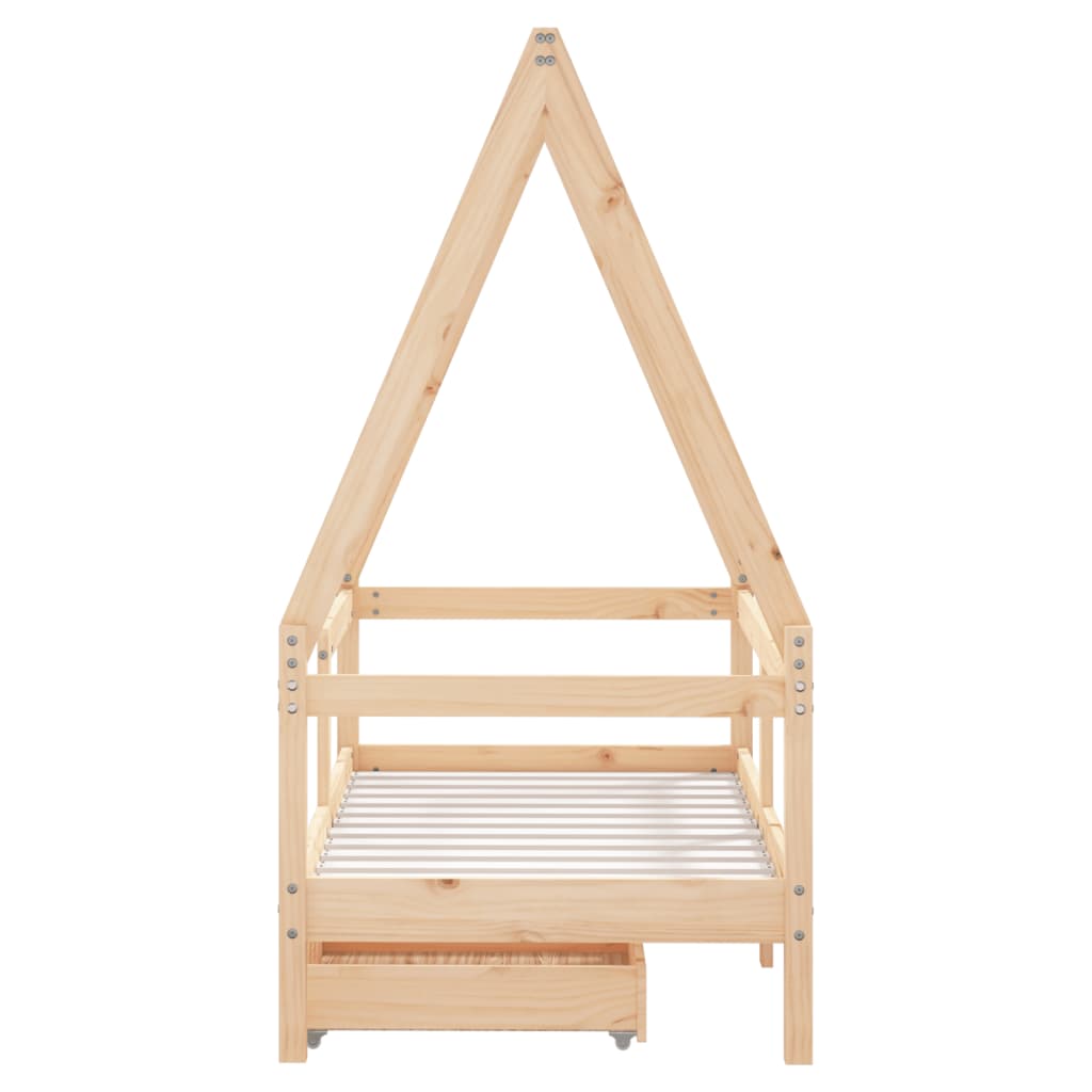 Kinderbedframe met lades 80x160 cm massief grenenhout