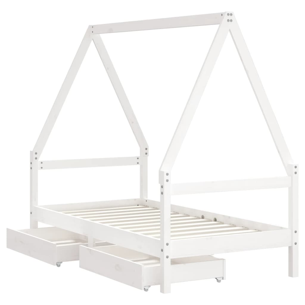 Kinderbedframe met lades 80x160 cm massief grenenhout