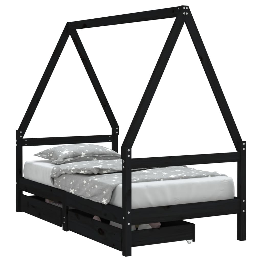 Kinderbedframe met lades 80x160 cm massief grenenhout