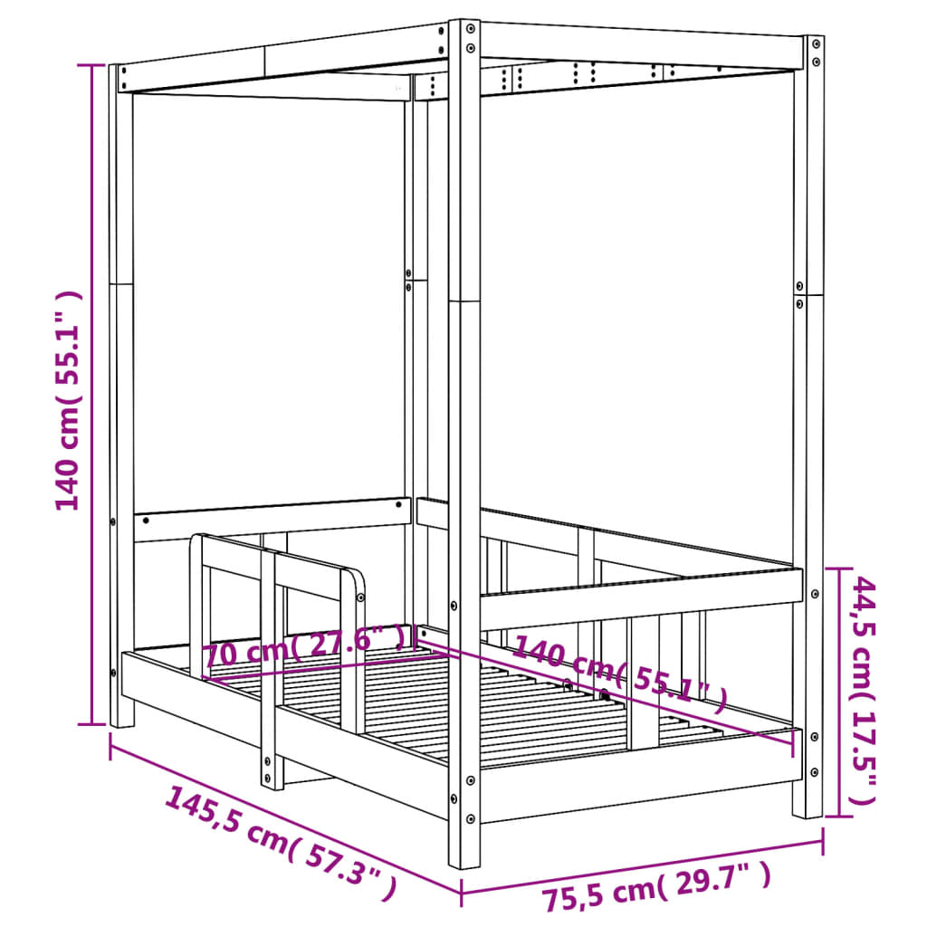 Kinderbedframe 80x200 cm massief grenenhout