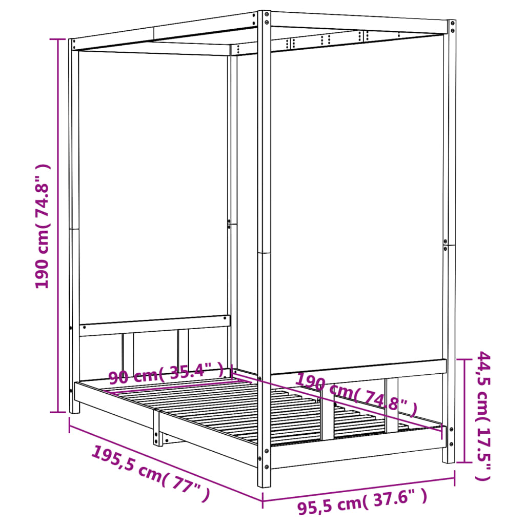 Kinderbedframe 80x200 cm massief grenenhout