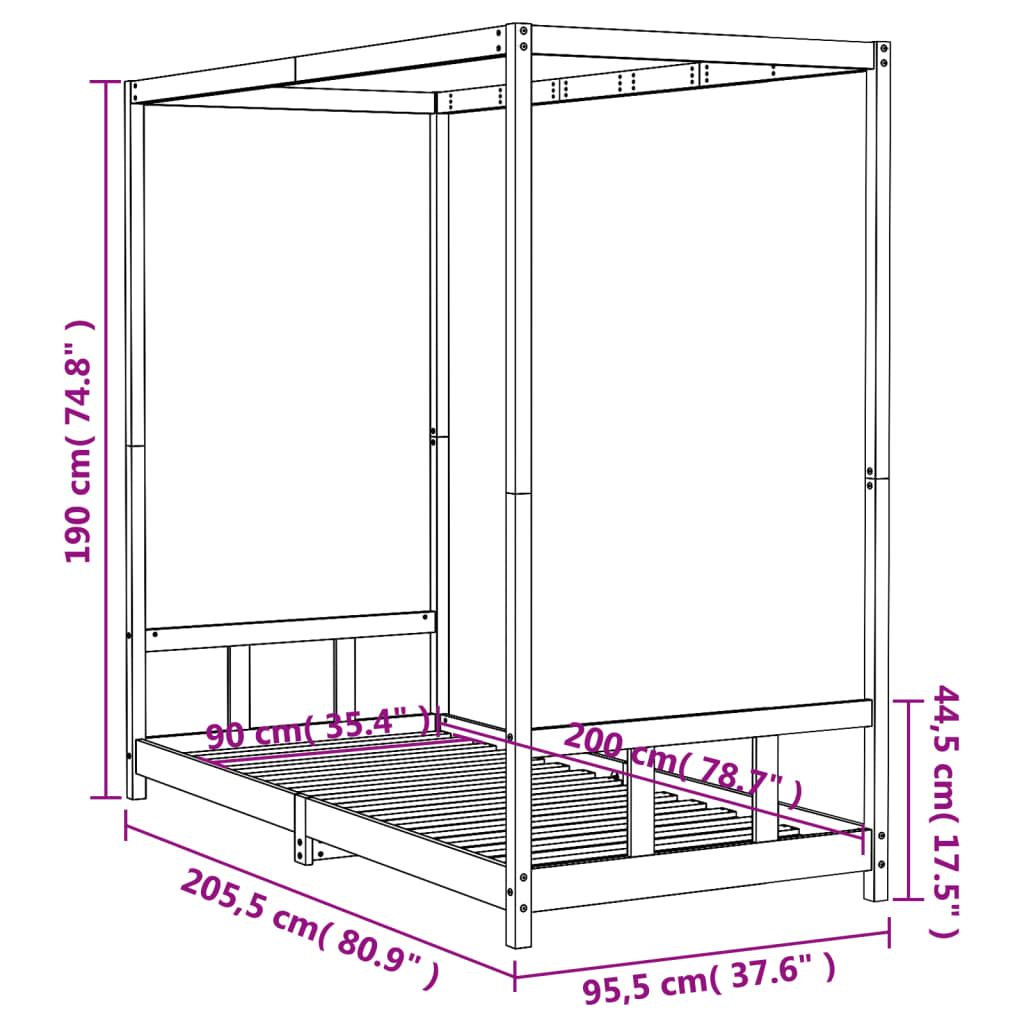 Kinderbedframe 80x200 cm massief grenenhout