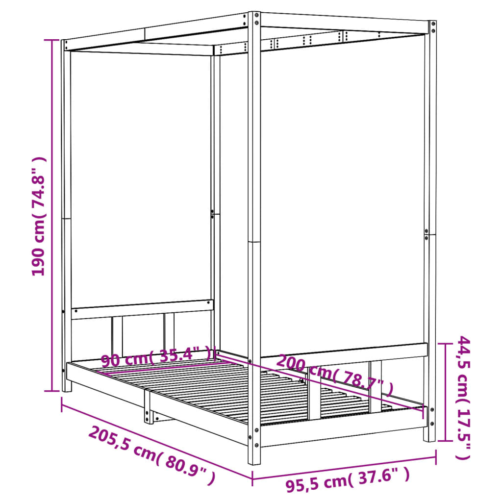 Kinderbedframe 80x200 cm massief grenenhout