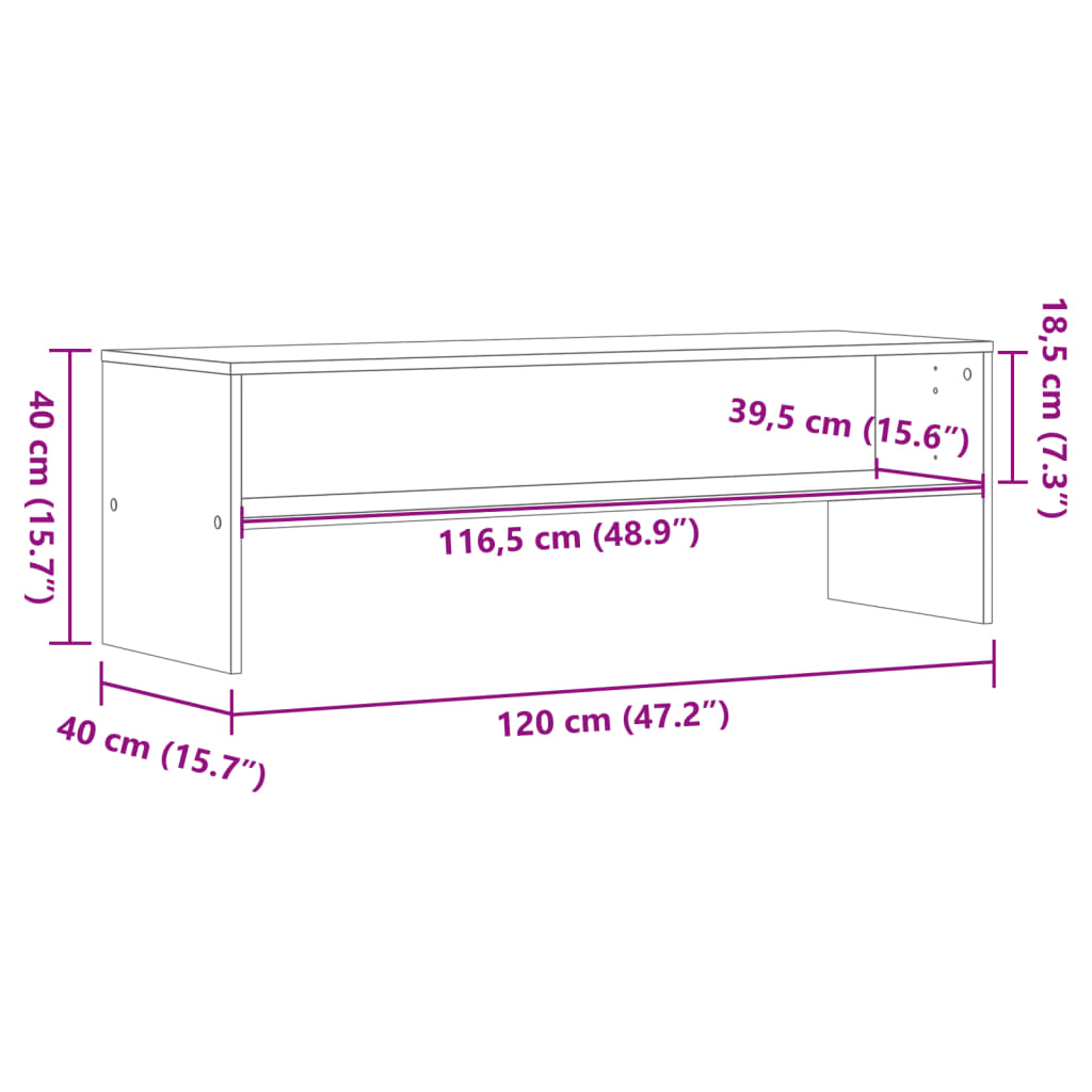 Meuble TV 120x40x40 cm en bois travaillé