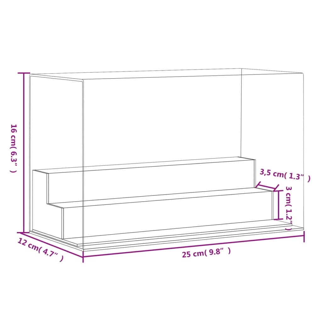 Vitrine transparant 19,5x8,5x8,5 cm acryl