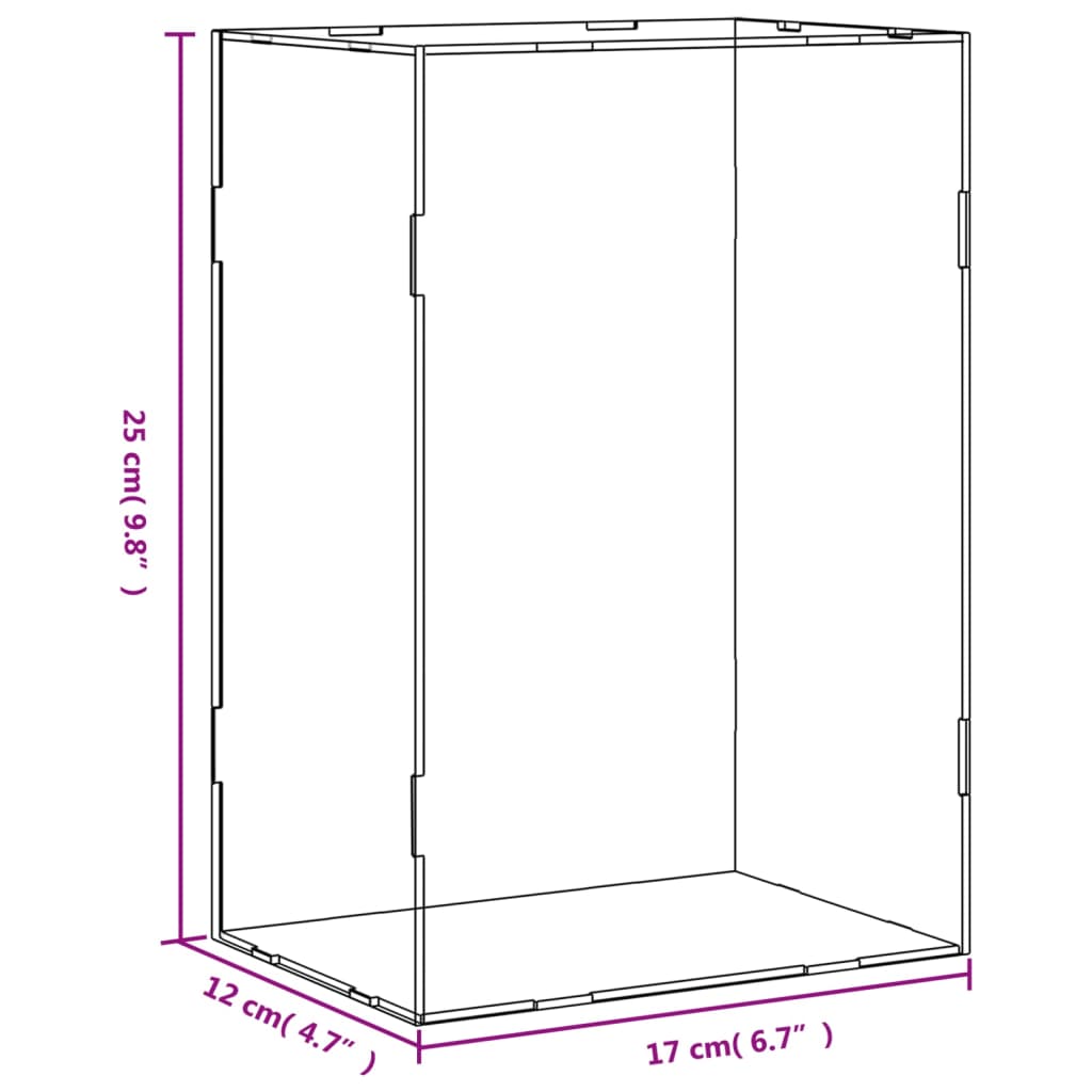 Vitrine transparant 14x14x22 cm acryl