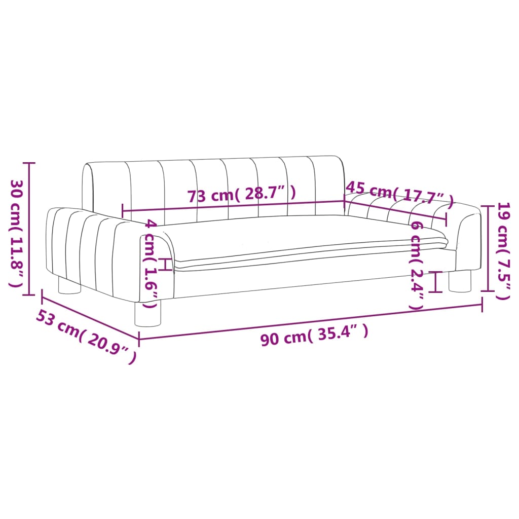 Kinderbank 70x45x30 cm fluweel