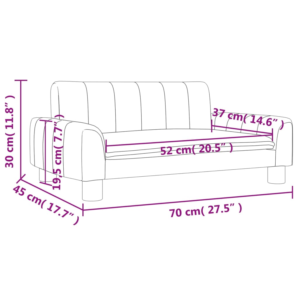 Kinderbank 70x45x30 cm fluweel