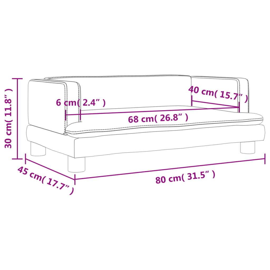 Canapé enfant 80x45x30 cm velours noir