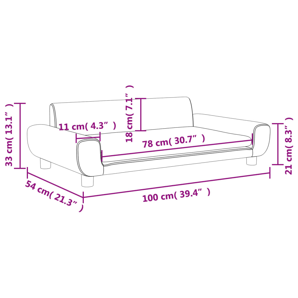 Kinderbank 70x45x33 cm fluweel