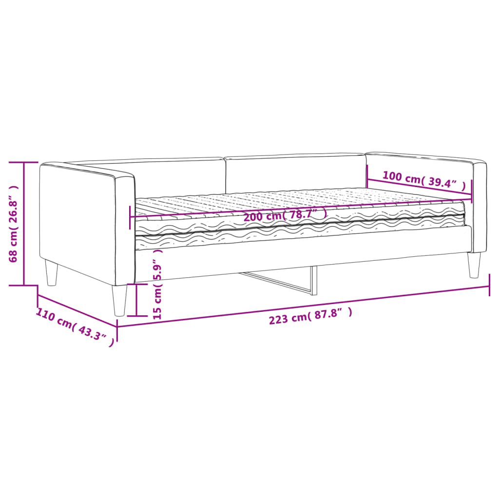 Slaapbank met onderschuifbed 90x190 cm stof