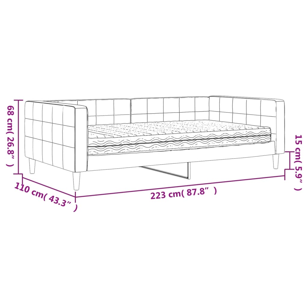 Slaapbank onderschuifbed en matrassen 100x200 cm fluweel