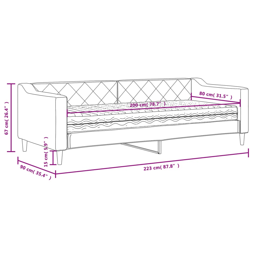 Slaapbank met matras 80x200 cm stof