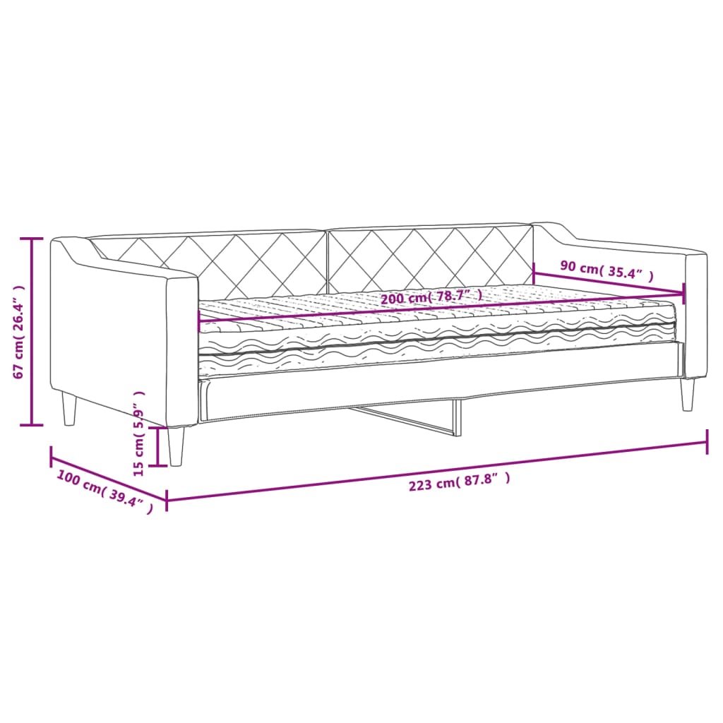 Slaapbank met matras 80x200 cm stof