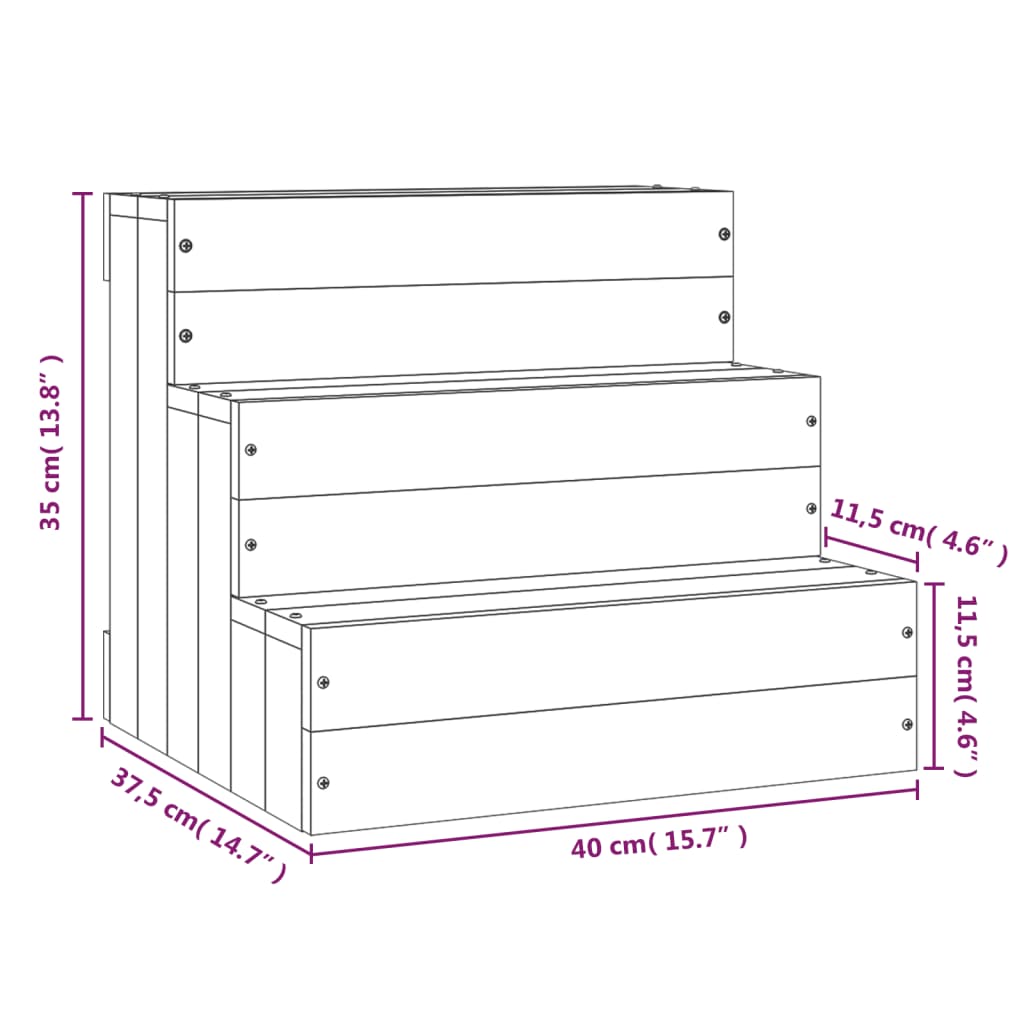 Huisdierentrap 40x49x47 cm massief grenenhout