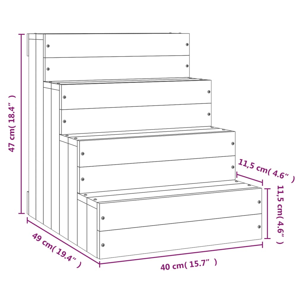 Huisdierentrap 40x49x47 cm massief grenenhout