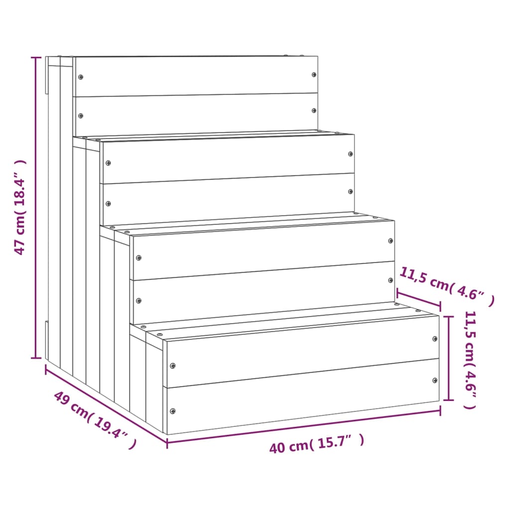 Huisdierentrap 40x37,5x35 cm massief grenenhout