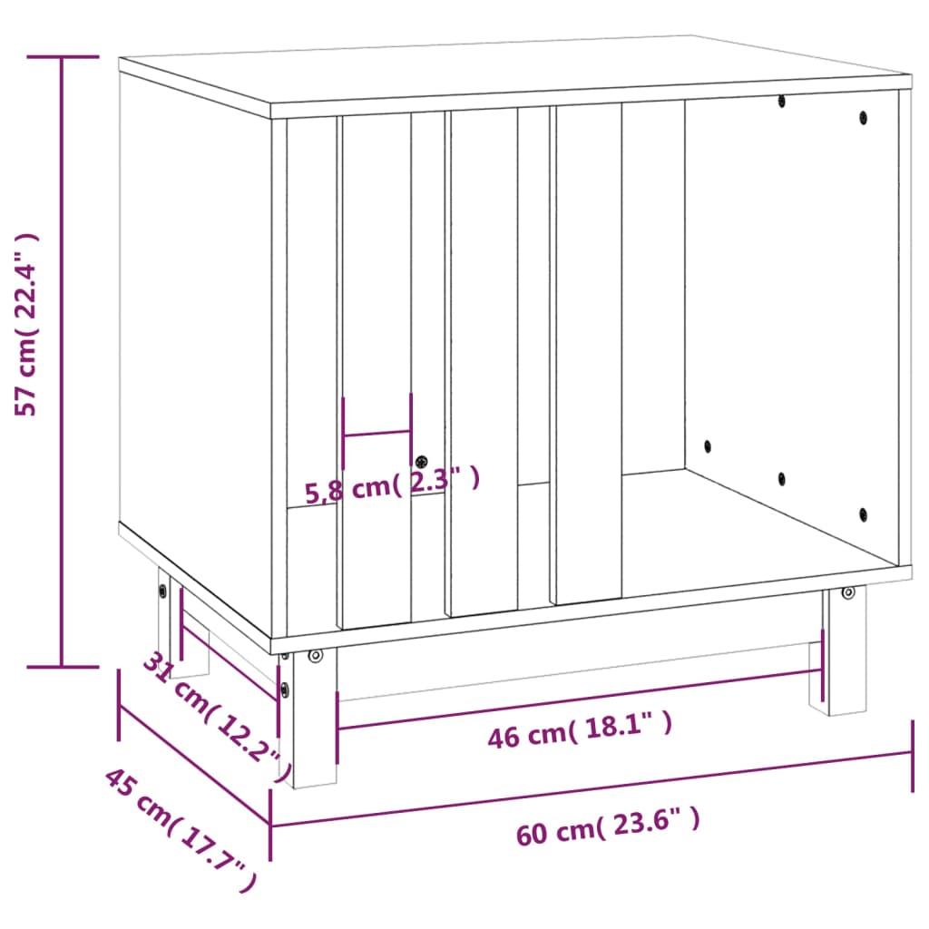 Hondenhok 70x50x62 cm massief grenenhout