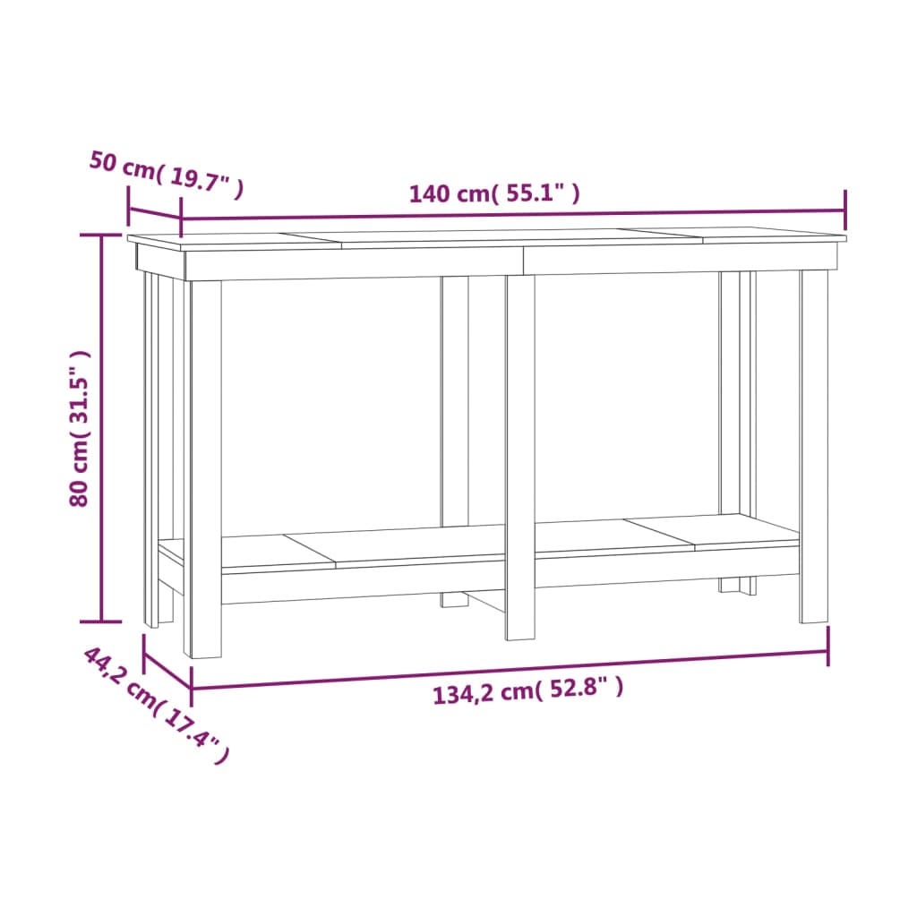 Etabli 180x50x80 cm en bois de pin massif