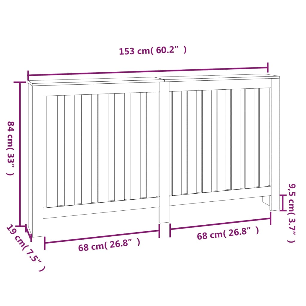 Radiatorombouw 108,5x19x84 cm massief grenenhout