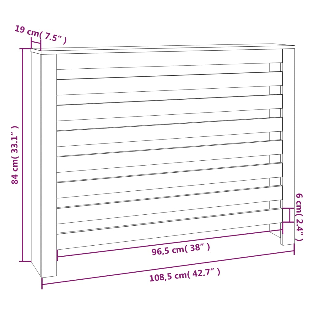 Radiatorombouw 79,5x19x84 cm massief grenenhout