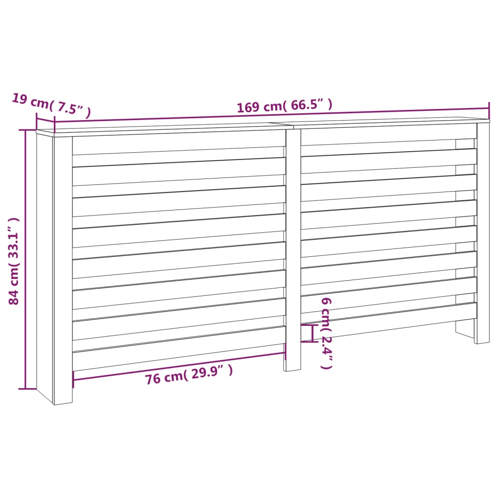 Radiatorombouw 79,5x19x84 cm massief grenenhout