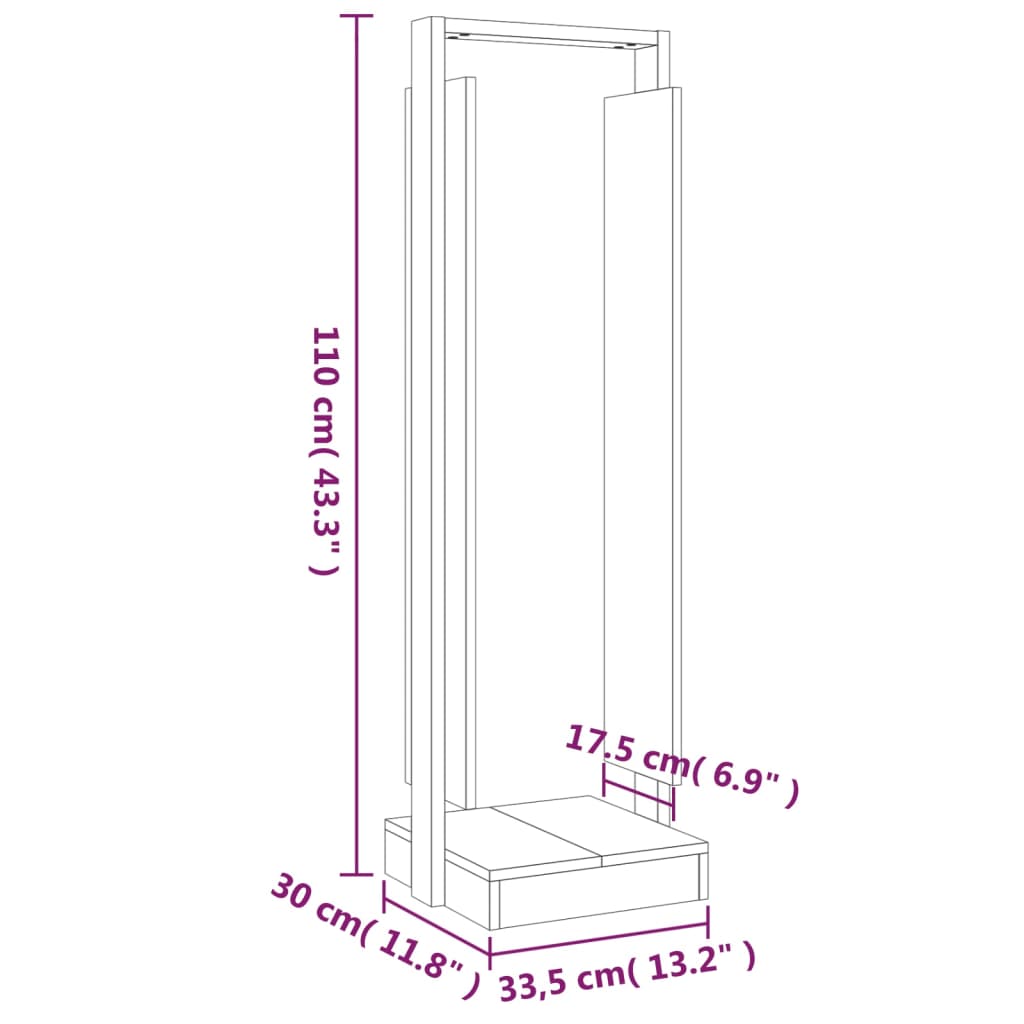 Houtblokhouder 33,5x30x110 cm massief grenenhout