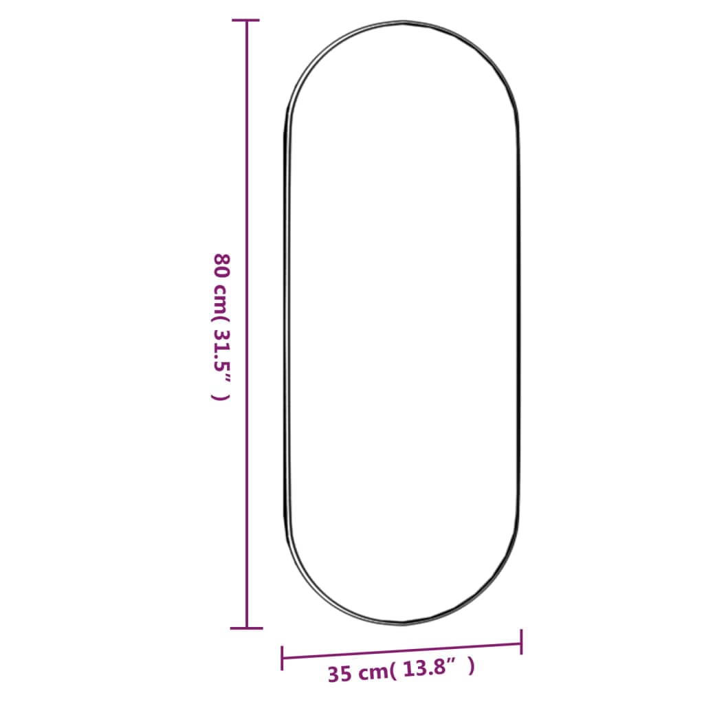 Wandspiegel met LED's ovaal 15x40 cm glas