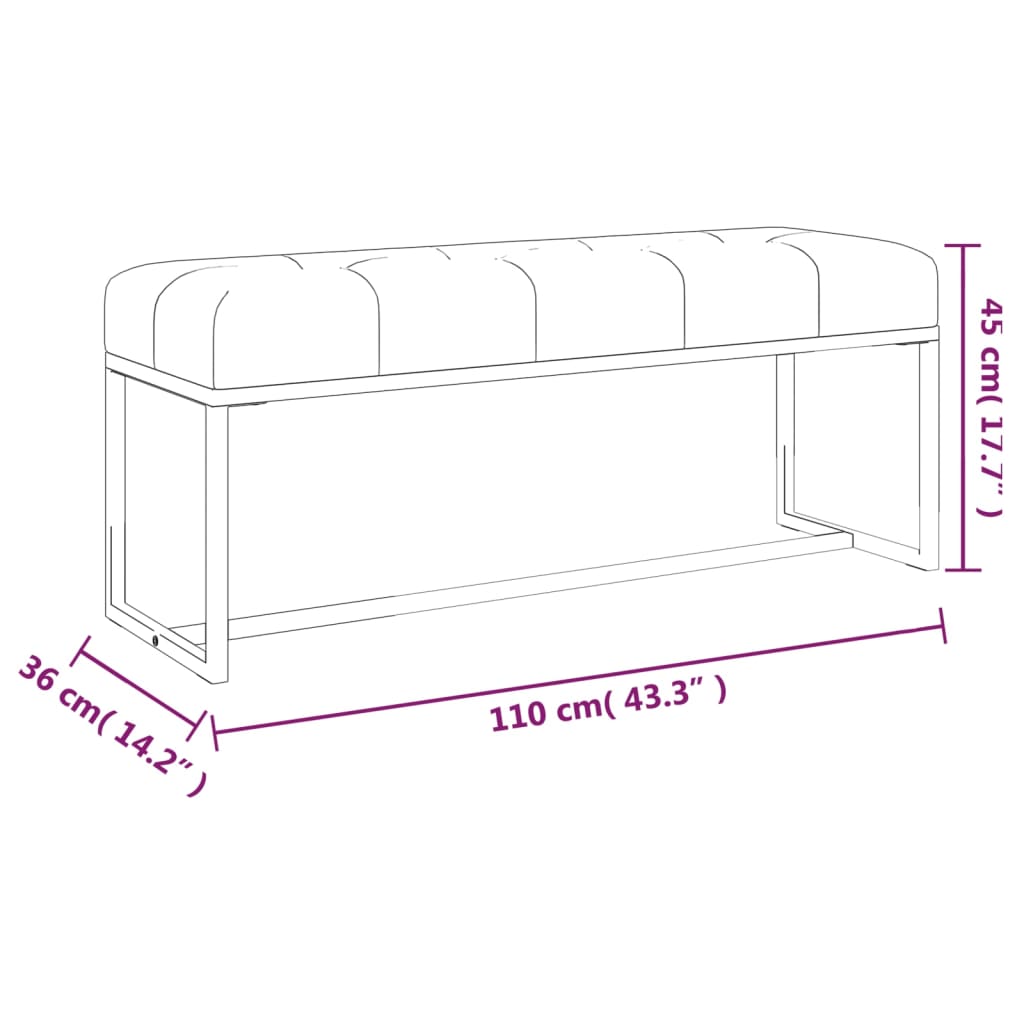 Bankje 110x36x45 cm fluweel