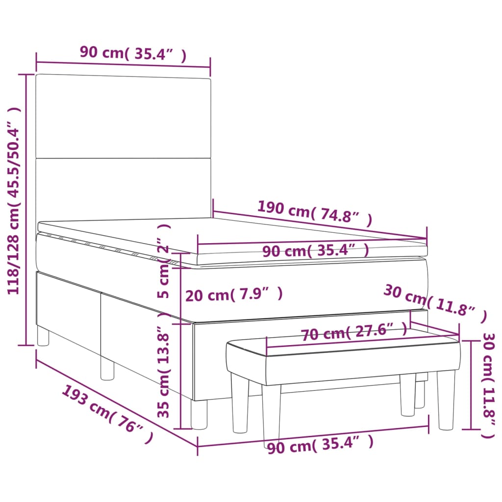 Boxspring met matras kunstleer 90x190 cm