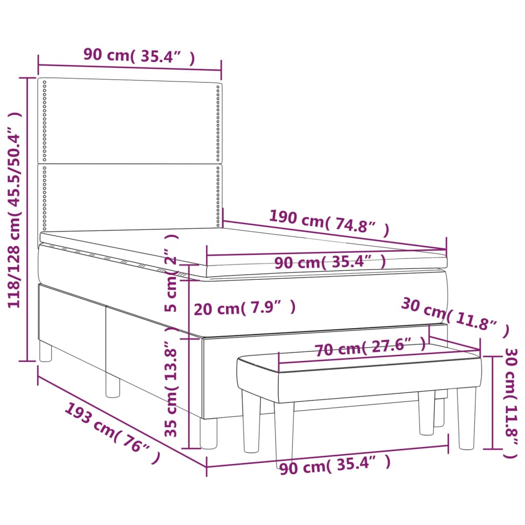 Boxspring met matras kunstleer 90x190 cm