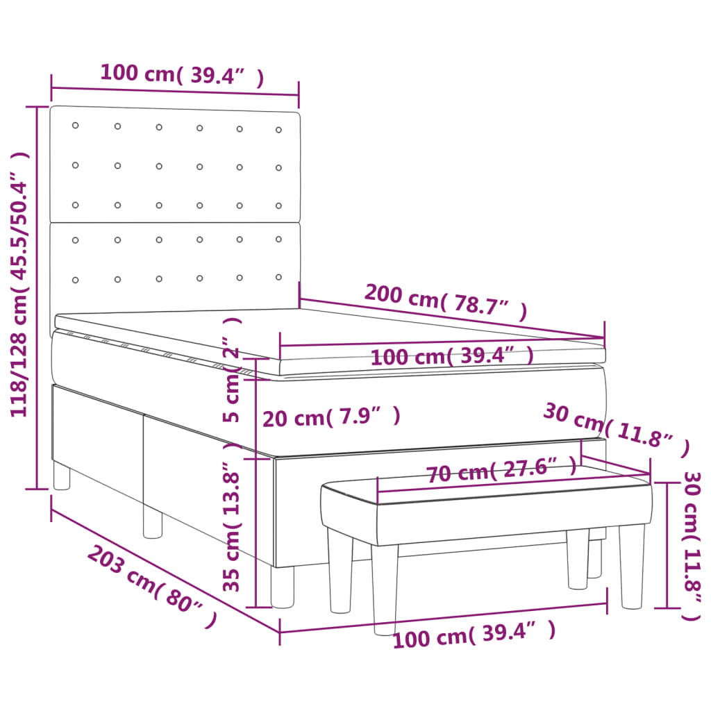 Boxspring met matras kunstleer 90x190 cm