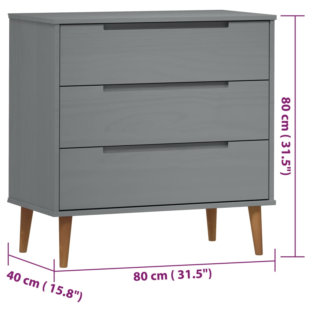 Commode MOLDE 80x40x80 cm en bois de pin massif