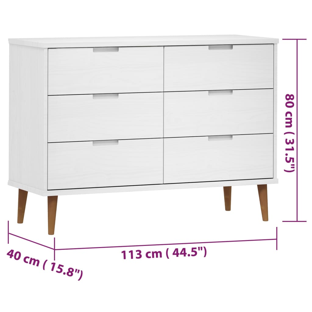 Ladekast MOLDE 113x40x80 cm massief grenenhout