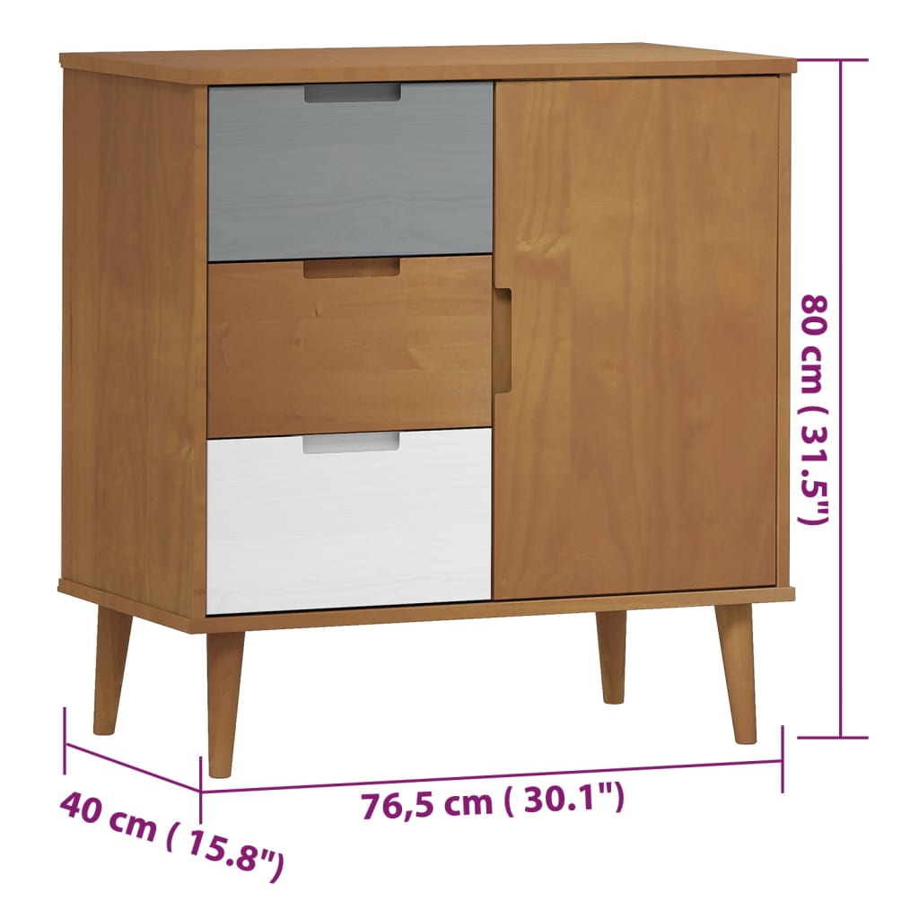 Buffet MOLDE 76,5x40x80 cm en bois de pin massif