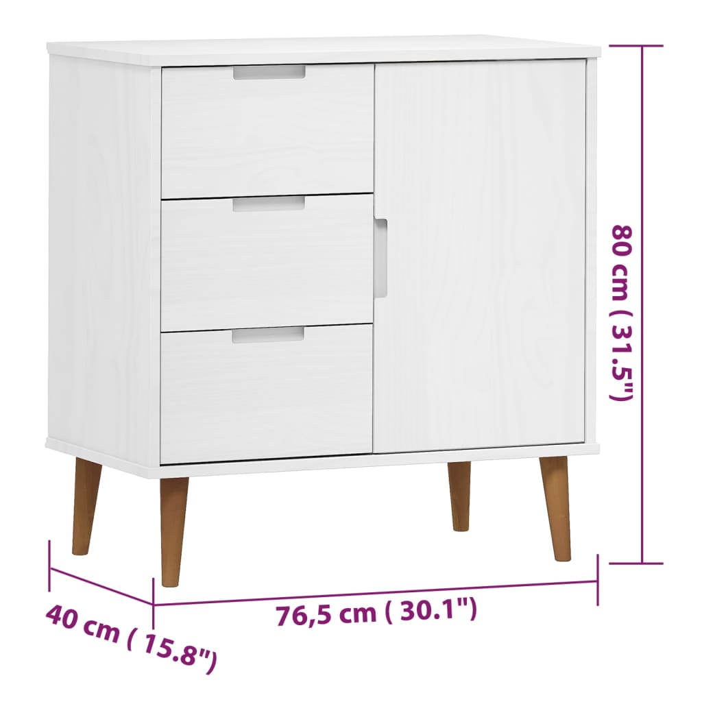 Buffet MOLDE 76,5x40x80 cm en bois de pin massif