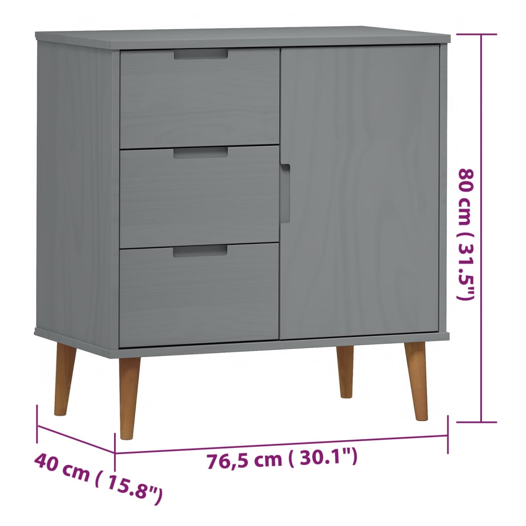 Buffet MOLDE 76,5x40x80 cm en bois de pin massif