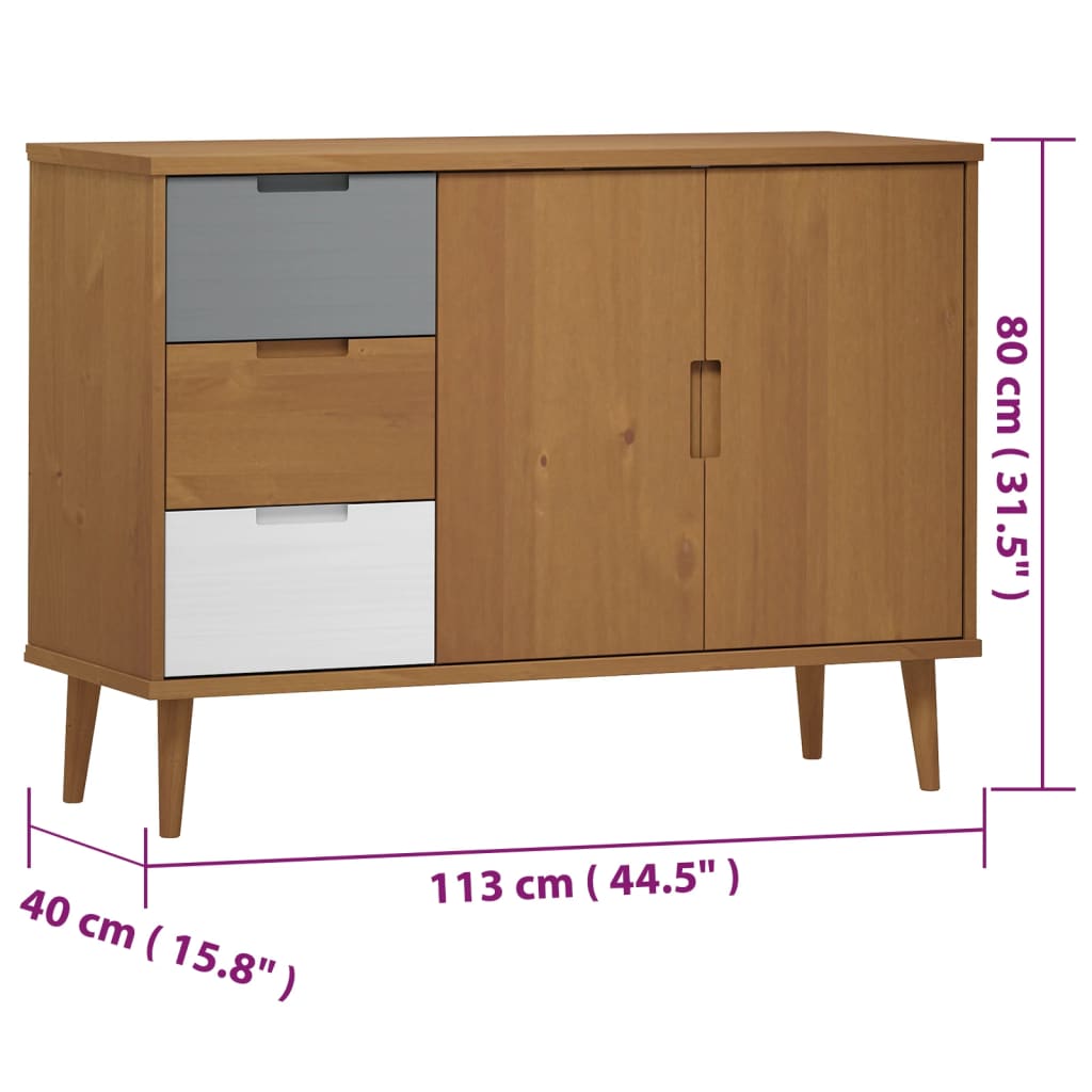 Buffet MOLDE 113x40x80 cm en bois de pin massif