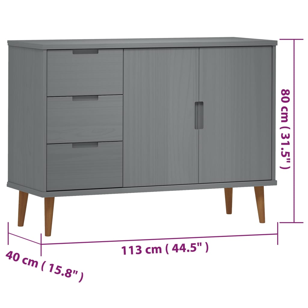 Buffet MOLDE 113x40x80 cm en bois de pin massif