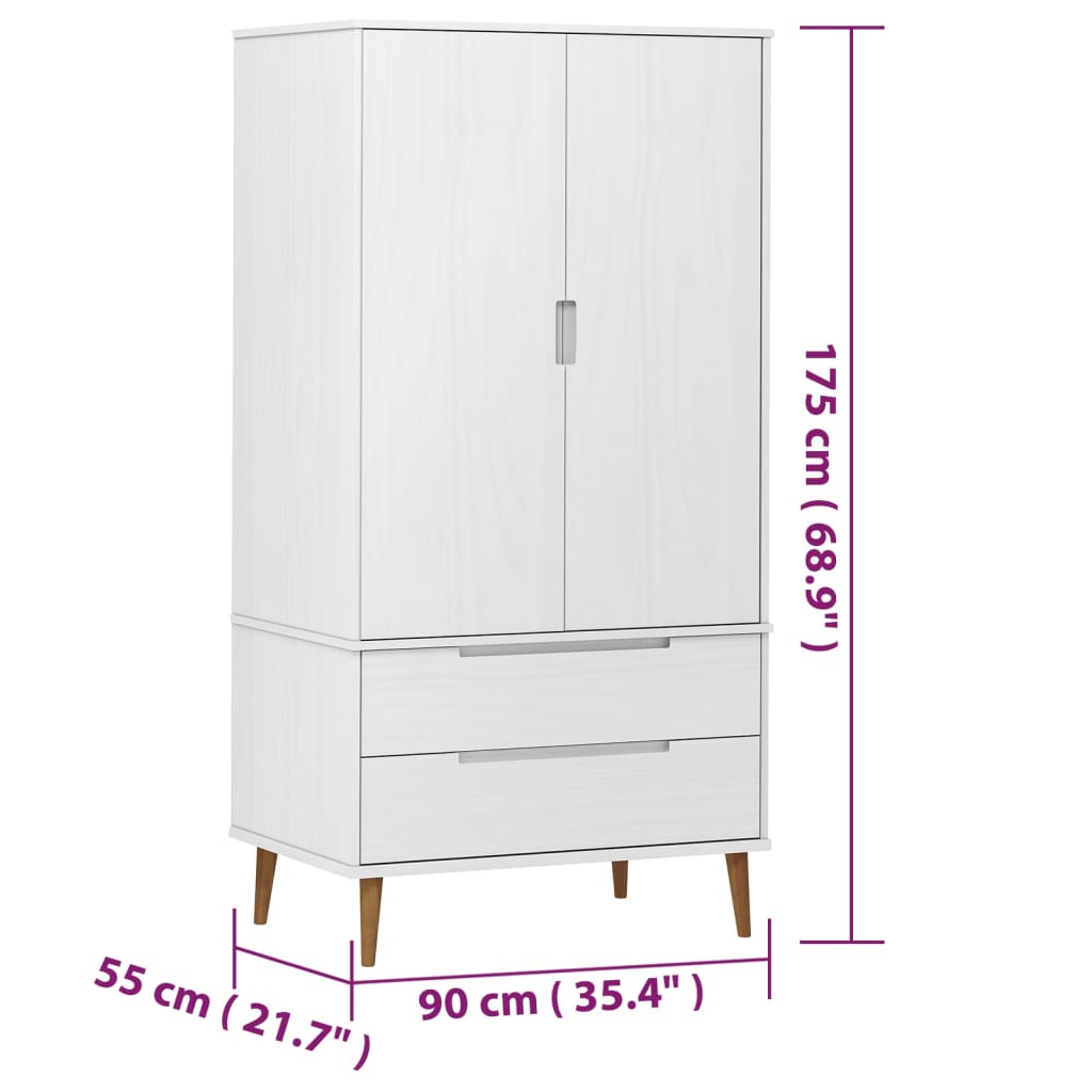 Armoire MOLDE 90x55x175 cm en bois de pin massif