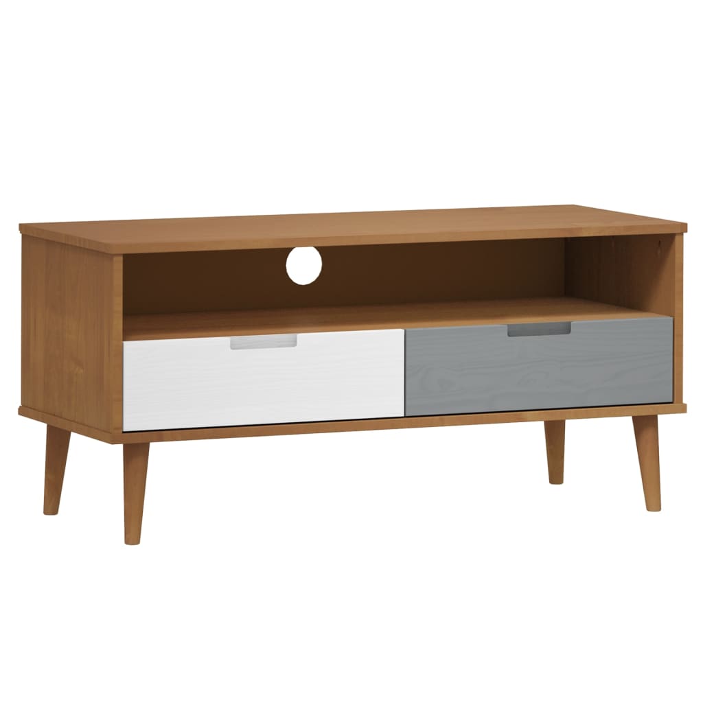 Meuble TV MOLDE 106x40x49 cm en bois de pin massif